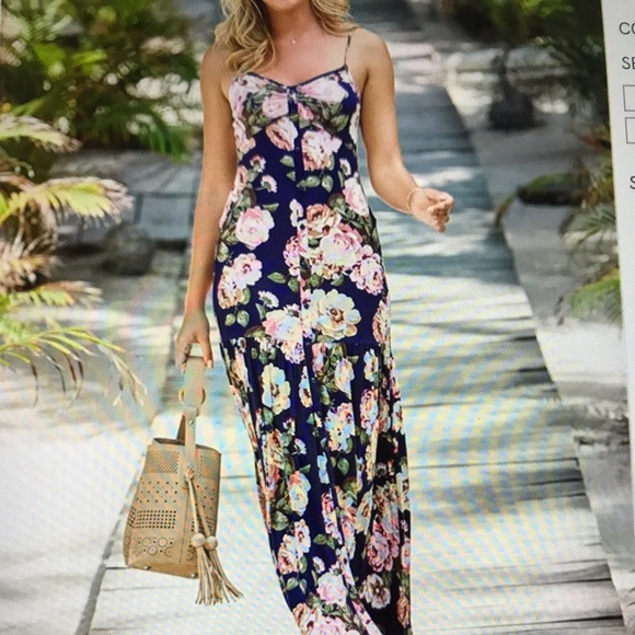 venus floral maxi dress